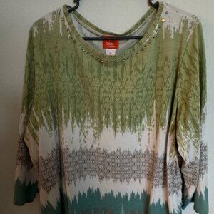 Women's 3/4 sleeve top, "Hearts of Palm"